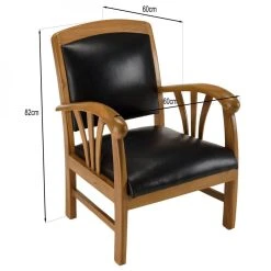 MACABANE Fauteuil En Teck Et Cuir Style Colonial - Noir -Magasin Joss & Main fauteuil en teck et cuir style colonial noir 500266 5 1140x1140