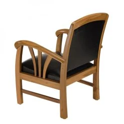 MACABANE Fauteuil En Teck Et Cuir Style Colonial - Noir -Magasin Joss & Main fauteuil en teck et cuir style colonial noir 500266 6 1140x1140