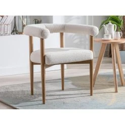 Vente-unique Fauteuil En Tissu Bouclette Crème JASMINA