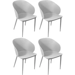 The Home Deco Factory Fauteuil Intérieur Extérieur En Polypropylène Alison (Lot De 4) Gri...