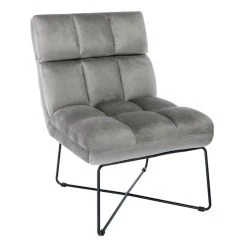 BUT Fauteuil LOU Tissu Velours Gris Taupe