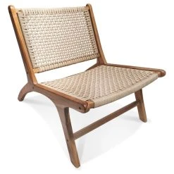 Alterego Fauteuil Lounge 'MARIANO' En Bois De Teck Et Corde Recyclé Naturel