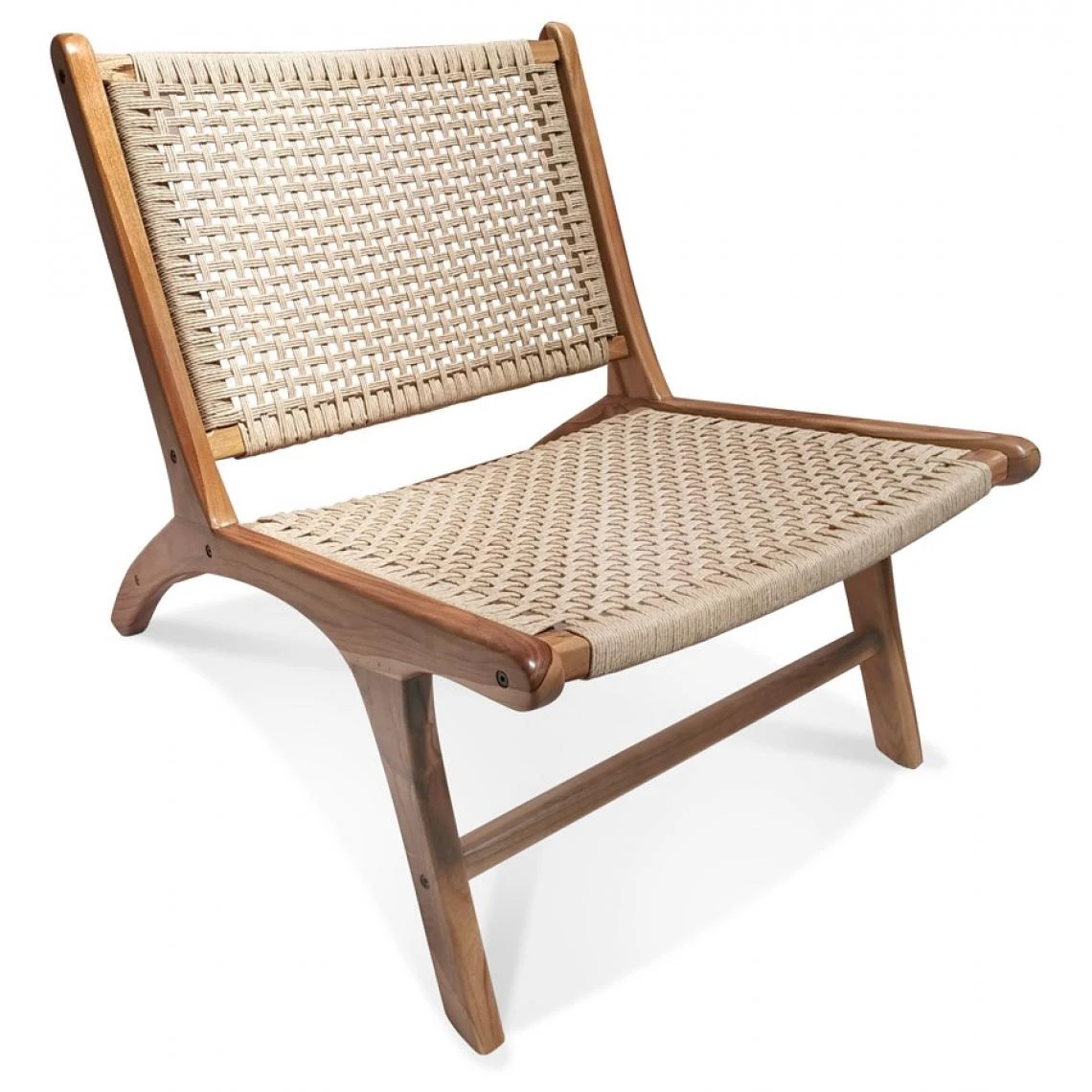 Alterego Fauteuil Lounge 'MARIANO' En Bois De Teck Et Corde Recyclé Naturel 1 Alterego Fauteuil Lounge 'MARIANO' En Bois De Teck Et Corde Recyclé Naturel