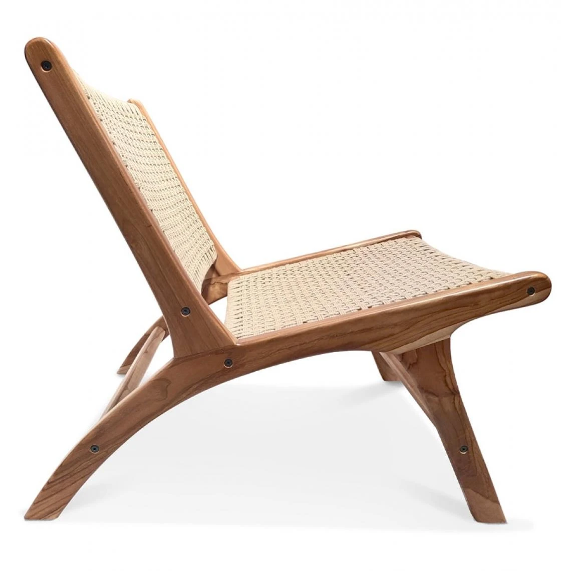 Alterego Fauteuil Lounge 'MARIANO' En Bois De Teck Et Corde Recyclé Naturel 4 Alterego Fauteuil Lounge 'MARIANO' En Bois De Teck Et Corde Recyclé Naturel – Image 4