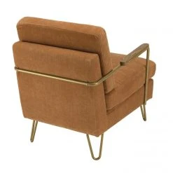 MACABANE Fauteuil Lounge Tissu Orange Métal Doré Accoudoirs Bois -Magasin Joss & Main fauteuil lounge tissu orange metal dore accoudoirs bois 3357754 6183250 50 1140x1140
