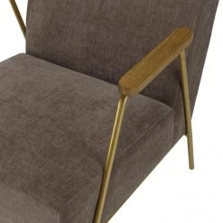 MACABANE Fauteuil Lounge Tissu Taupe Métal Doré Accoudoirs Bois -Magasin Joss & Main fauteuil lounge tissu taupe metal dore accoudoirs bois 3357756 6183256 56 1140x1140