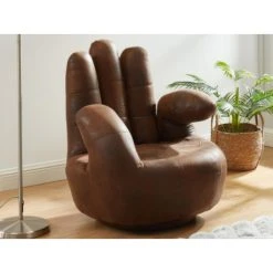 Vente-unique Fauteuil Main Pivotant CATCHY En Microfibre Vieillie