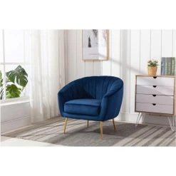Vente-unique Fauteuil Cabriolet En Velours PABLITO - Bleu Roi
