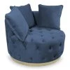 MENZZO Fauteuil Rond Capitonné Timeo Velours Bleu