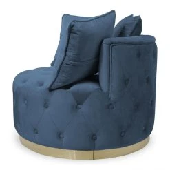 MENZZO Fauteuil Rond Capitonné Timeo Velours Bleu -Magasin Joss & Main fauteuil rond capitonne timeo velours bleu 10668916 27789594 1140x1140