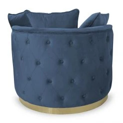 MENZZO Fauteuil Rond Capitonné Timeo Velours Bleu -Magasin Joss & Main fauteuil rond capitonne timeo velours bleu 10668916 27789596 1140x1140