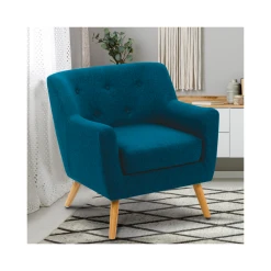 Idmarket Fauteuil Scandinave En Tissu Bleu Canard