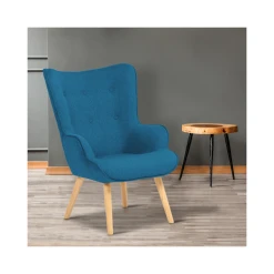 Idmarket Fauteuil Scandinave IVAR En Tissu Bleu Canard -Magasin Joss & Main fauteuil scandinave ivar en tissu bleu canard 4