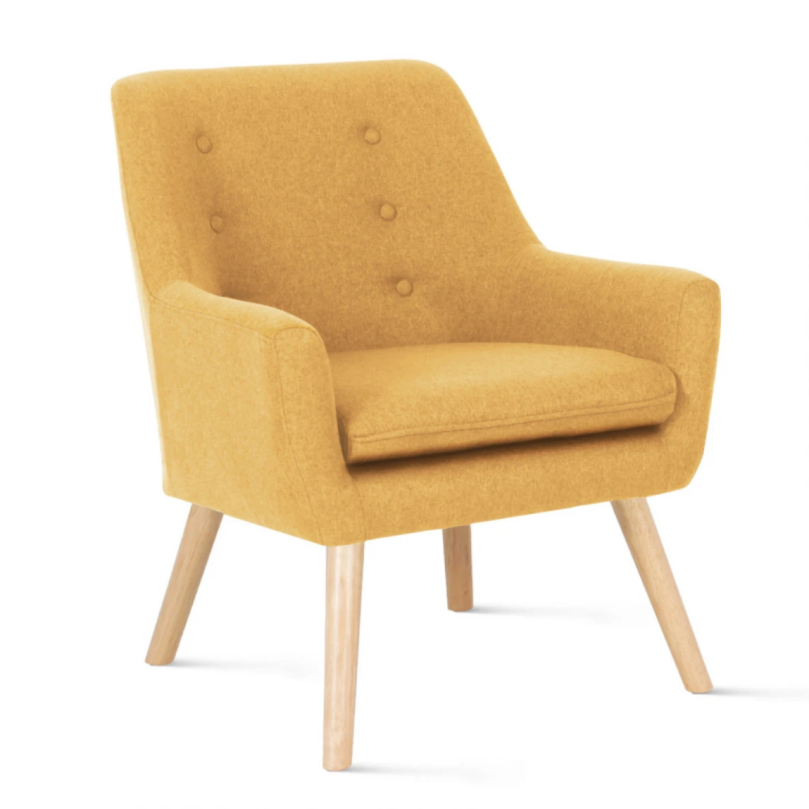 Idmarket Fauteuil Scandinave NAT En Tissu Jaune Moutarde 2 Idmarket Fauteuil Scandinave NAT En Tissu Jaune Moutarde – Image 2
