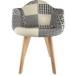 3S. X Home Chaise Scandinave Avec Accoudoir Patchwork Bicolore FJORD
