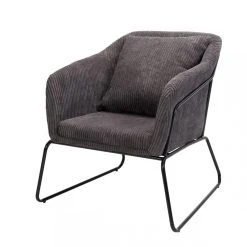 MACABANE Fauteuil Tissu AGATHE Velours Cotelé Gris Anthracite Pieds Évasés M... -Magasin Joss & Main fauteuil tissu agathe velours cotele gris anthracite pieds vases metal design 3197652 2 1140x1140 1