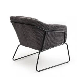 MACABANE Fauteuil Tissu AGATHE Velours Cotelé Gris Anthracite Pieds Évasés M... -Magasin Joss & Main fauteuil tissu agathe velours cotele gris anthracite pieds vases metal design 3197652 5 1140x1140
