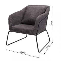 MACABANE Fauteuil Tissu AGATHE Velours Cotelé Gris Anthracite Pieds Évasés M... -Magasin Joss & Main fauteuil tissu agathe velours cotele gris anthracite pieds vases metal design 3197652 9 1140x1140 2