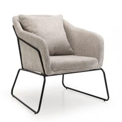 MACABANE Fauteuil Tissu AGATHE Velours Cotelé Gris Perle Pieds Évasés Métal -Magasin Joss & Main fauteuil tissu agathe velours cotele gris perle pieds vases metal design 3197650 3 1140x1140 1