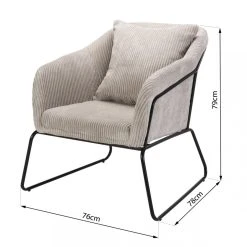 MACABANE Fauteuil Tissu AGATHE Velours Cotelé Gris Perle Pieds Évasés Métal -Magasin Joss & Main fauteuil tissu agathe velours cotele gris perle pieds vases metal design 3197650 9 1140x1140 1