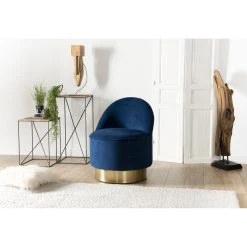 MACABANE Fauteuil Tissu Velours HELENE Bleu Marine -Magasin Joss & Main fauteuil tissu velours helene bleu marine 1274853 4 1140x1140