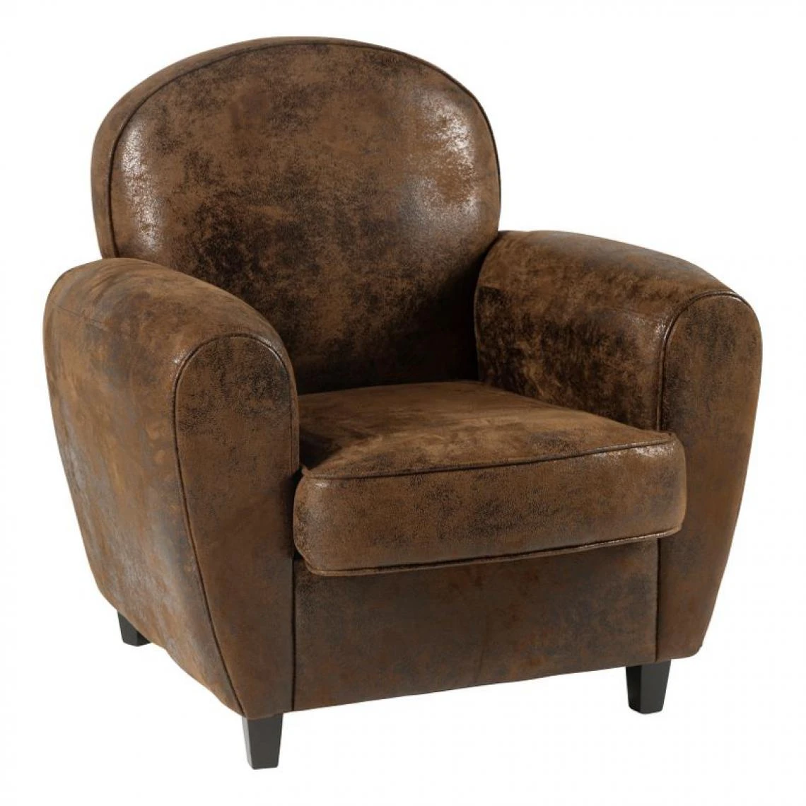 Time Fauteuil Vintage CLUB Tissu Microfibre Marron 1 Time Fauteuil Vintage CLUB Tissu Microfibre Marron