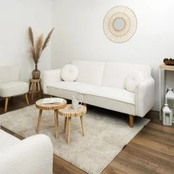 Altobuy FLIP - Canapé Convertible Bois D'Eucalyptus Tissu Blanc -Magasin Joss & Main flip canape convertible bois deucalyptus tissu blanc 14137342 39414502 1140x1140