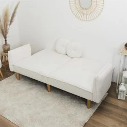 Altobuy FLIP - Canapé Convertible Bois D'Eucalyptus Tissu Blanc -Magasin Joss & Main flip canape convertible bois deucalyptus tissu blanc 14137342 39414506 1140x1140