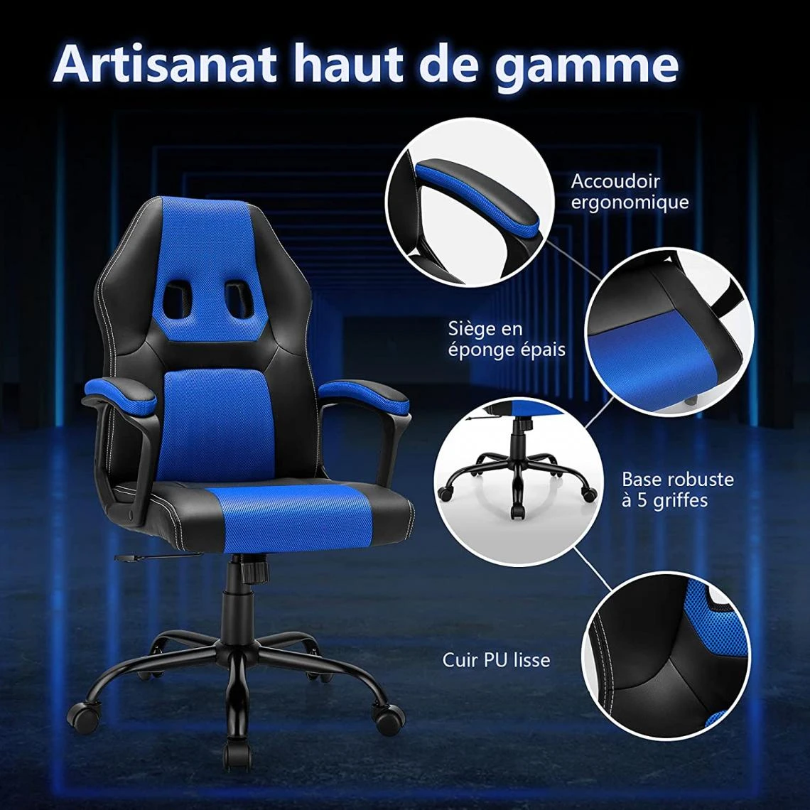 GIANTEX Chaise De Bureau Ergonomique Inclinable 90-115° Chaise Gaming... 2 GIANTEX Chaise De Bureau Ergonomique Inclinable 90-115° Chaise Gaming... – Image 2