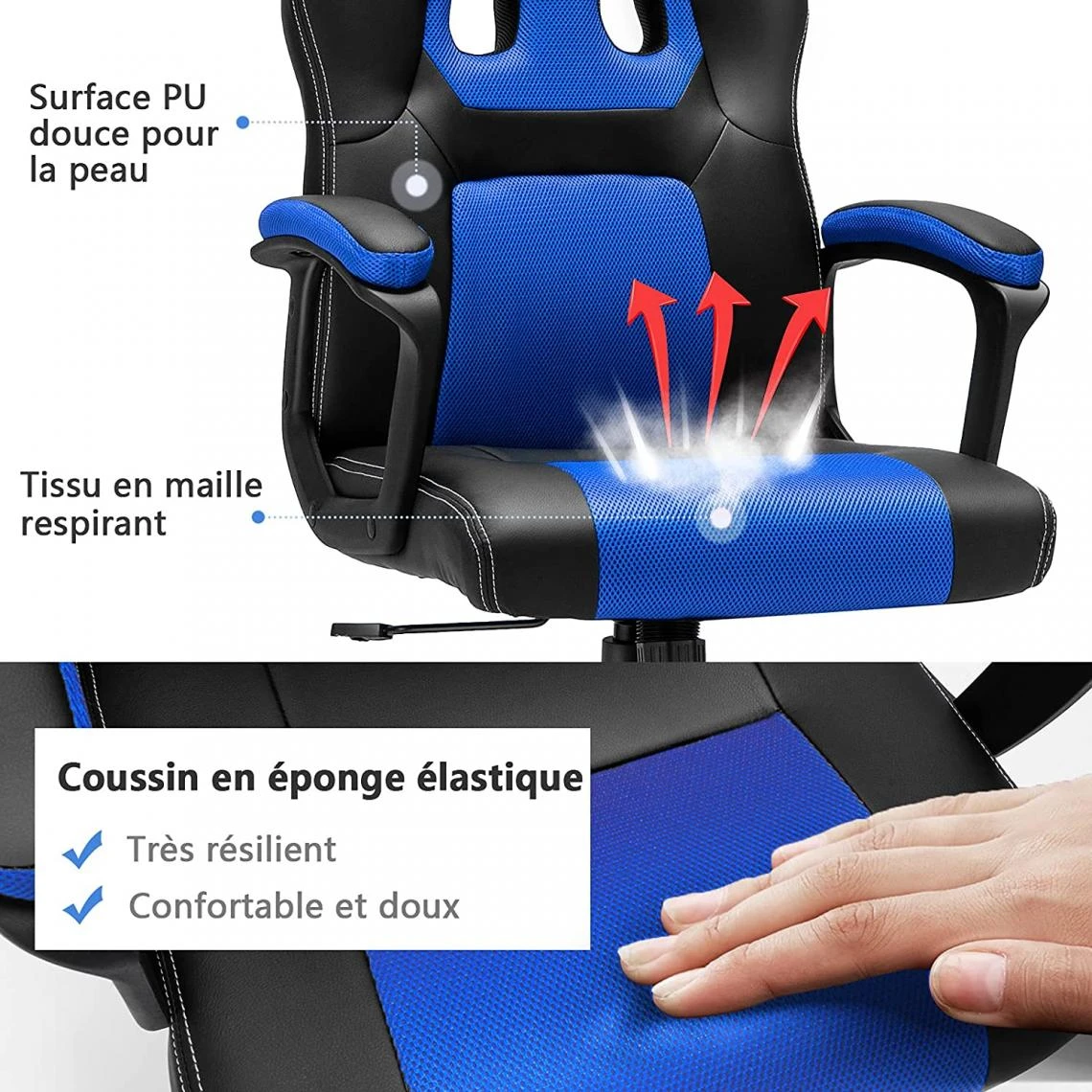 GIANTEX Chaise De Bureau Ergonomique Inclinable 90-115° Chaise Gaming... 3 GIANTEX Chaise De Bureau Ergonomique Inclinable 90-115° Chaise Gaming... – Image 3