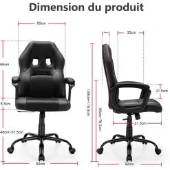 GIANTEX Chaise De Bureau Ergonomique Inclinable 90-115° Chaise Gaming... -Magasin Joss & Main giantex chaise de bureau ergonomique inclinable 90 115 chaise gaming pivotante hauteur du siege reglable 48 575cm support lombaire noir 12116994 32146412 1140x1140