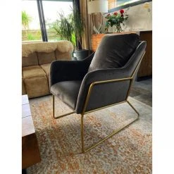 Mathi Design GOLDEN - Fauteuil Velours Gris Et Métal Doré -Magasin Joss & Main golden fauteuil velours gris et metal dore 8676879 22258947 1140x1140