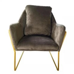 Mathi Design GOLDEN - Fauteuil Velours Gris Et Métal Doré -Magasin Joss & Main golden fauteuil velours gris et metal dore 8676879 22258951 1140x1140