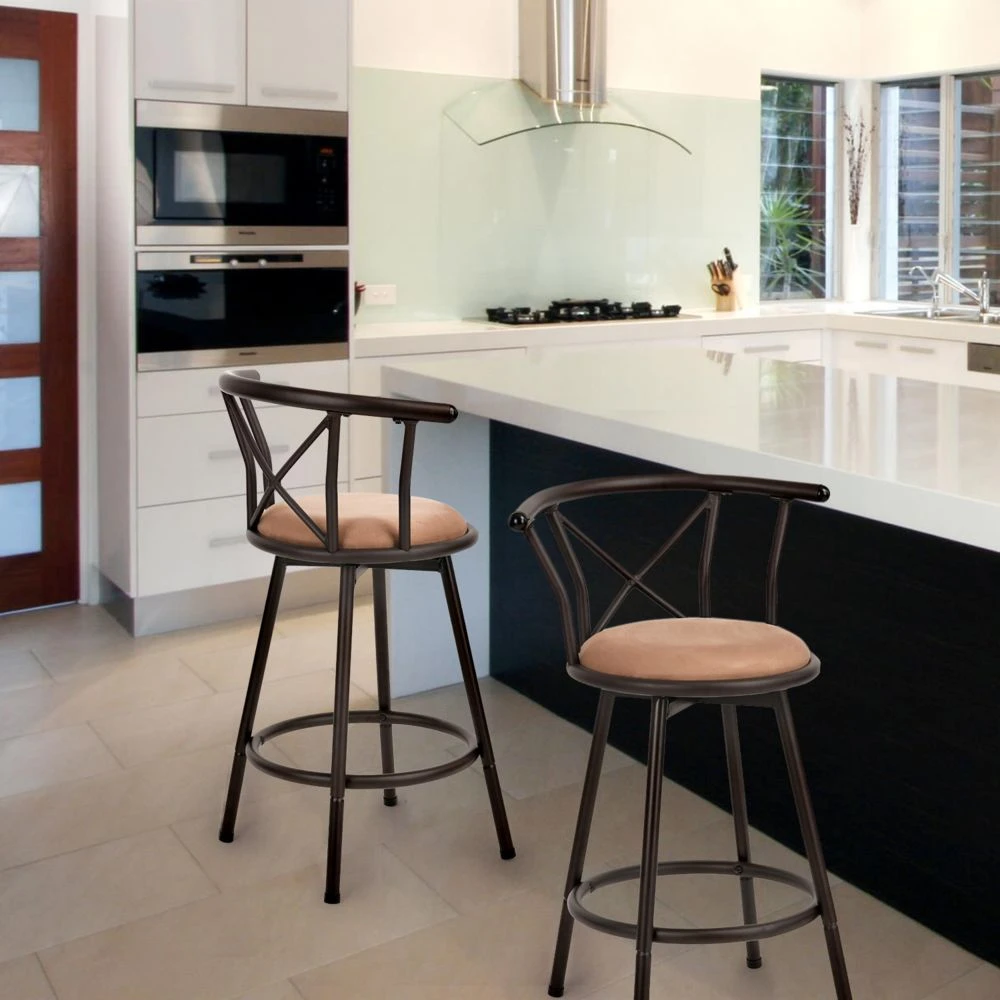 Easy Meuble Lot De 2 Tabourets De Bar Vintages Bruns Bas 5 Easy Meuble Lot De 2 Tabourets De Bar Vintages Bruns Bas – Image 5