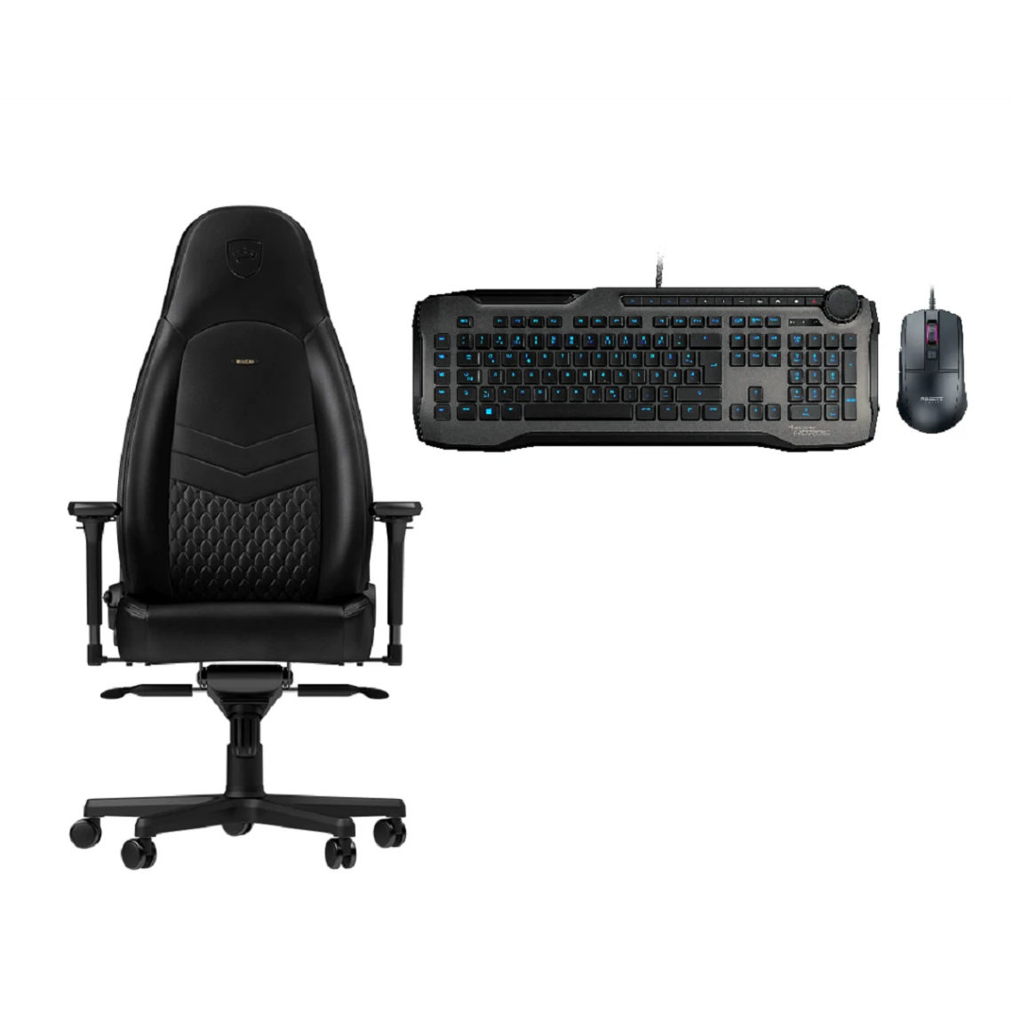 Noblechairs ICON - Vrai Cuir - Noir + Horde Gris + Burst Core Noire