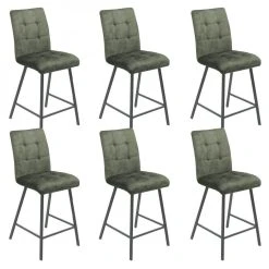 Altobuy JOHN - Lot De 6 Tabourets De Bar Capitonnés Vert