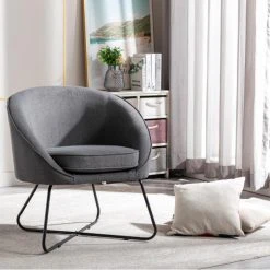 Moloo JONAS - Fauteuil Design Tissu Gris Pieds Métal Noir -Magasin Joss & Main jonas fauteuil design tissu gris pieds metal noir 11729162 30916218 1140x1140