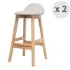 Moloo JUDE - Tabouret De Bar En Tissu Coloris Lin Et Bois Massif(x2)