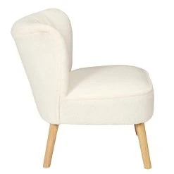 Altobuy KELIOS - Fauteuil En Tissu Bouclettes Blanc Pieds Bois Naturel -Magasin Joss & Main kelios fauteuil en tissu bouclettes blanc pieds bois naturel 13892880 38521434 1140x1140
