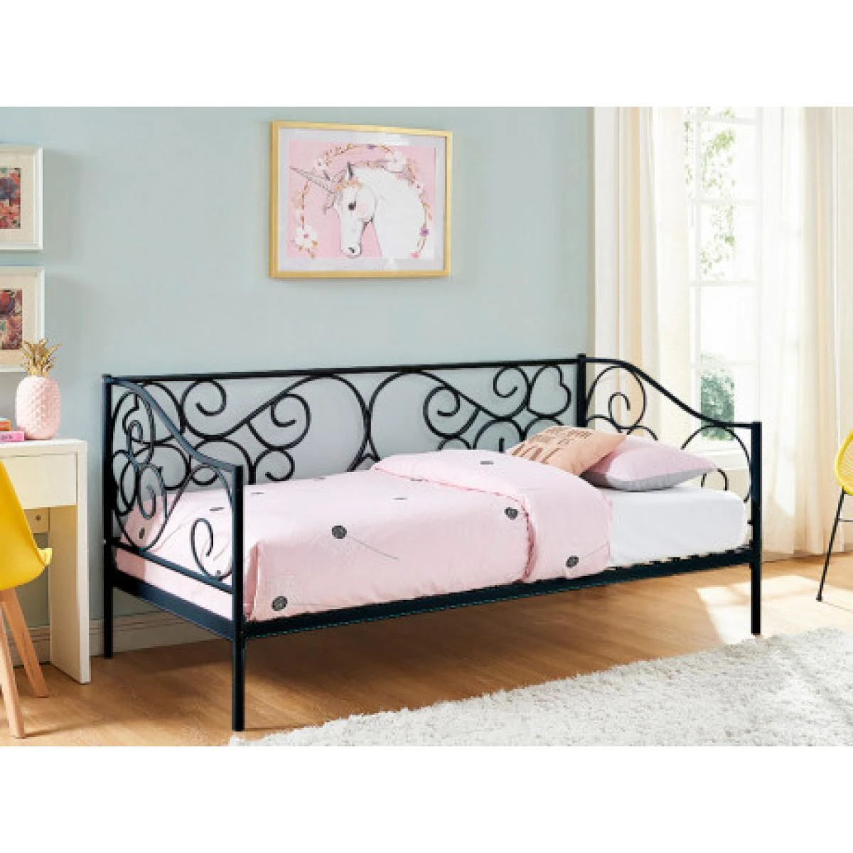 Vente-unique Lit Banquette VIVIAN - 90 X 200 Cm - Métal - Noir 1 Vente-unique Lit Banquette VIVIAN - 90 X 200 Cm - Métal - Noir