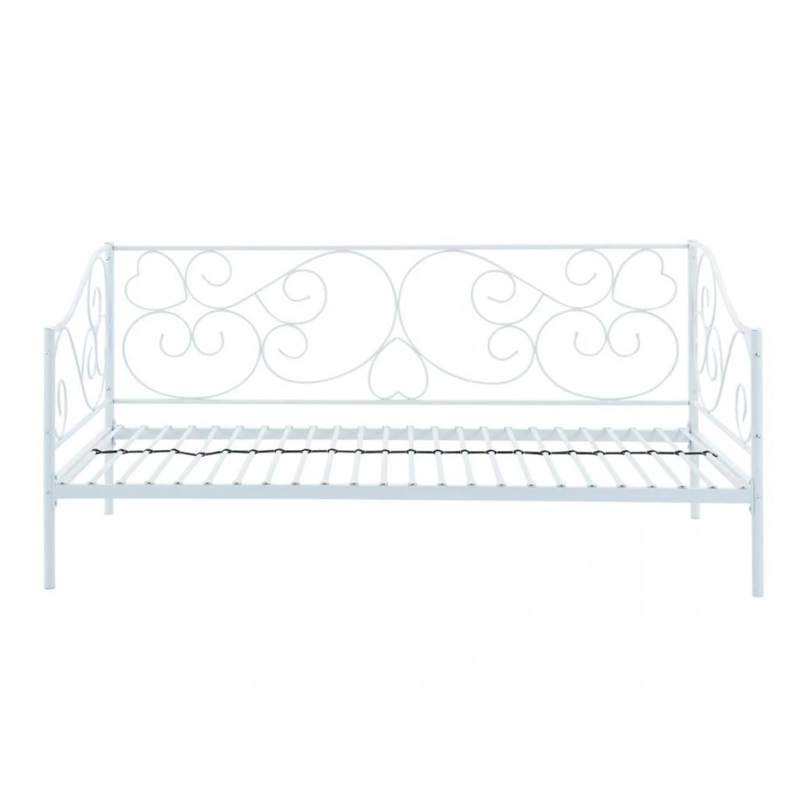 Vente-unique Lit Banquette VIVIAN - 90 X 200 Cm - Métal - Blanc + Matelas 4 Vente-unique Lit Banquette VIVIAN - 90 X 200 Cm - Métal - Blanc + Matelas – Image 4