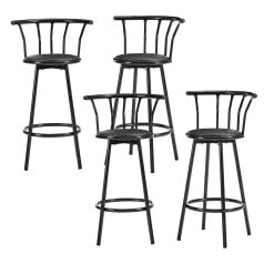 Baita Lot 4 Tabourets De Bar BISTROT De Couleur Noir Avec Assise En PU Noir