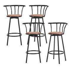 Baita Lot 4 Tabourets De Bar BISTROT Noirs Avec Assise Marron Hauteur D'assi...