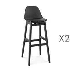 MES Lot De 2 Chaises De Bar 42x48x102 Cm Noir Et Pieds Noir - ELO