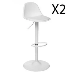 Pegane Lot De 2 Chaises De Bar En Polypropylène Coloris Blanc - Diamètre 45...