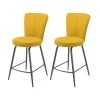 MES Lot De 2 Chaises De Bar H65 Cm En Tissu Jaune - BOLTBY
