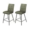 MES Lot De 2 Chaises De Bar H65 Cm En Tissu Vert - RIBOLT