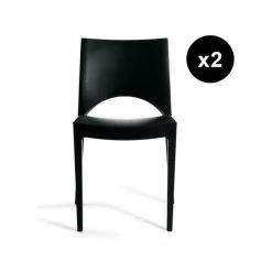 3S. X Home Lot De 2 Chaises Design Noire Venise