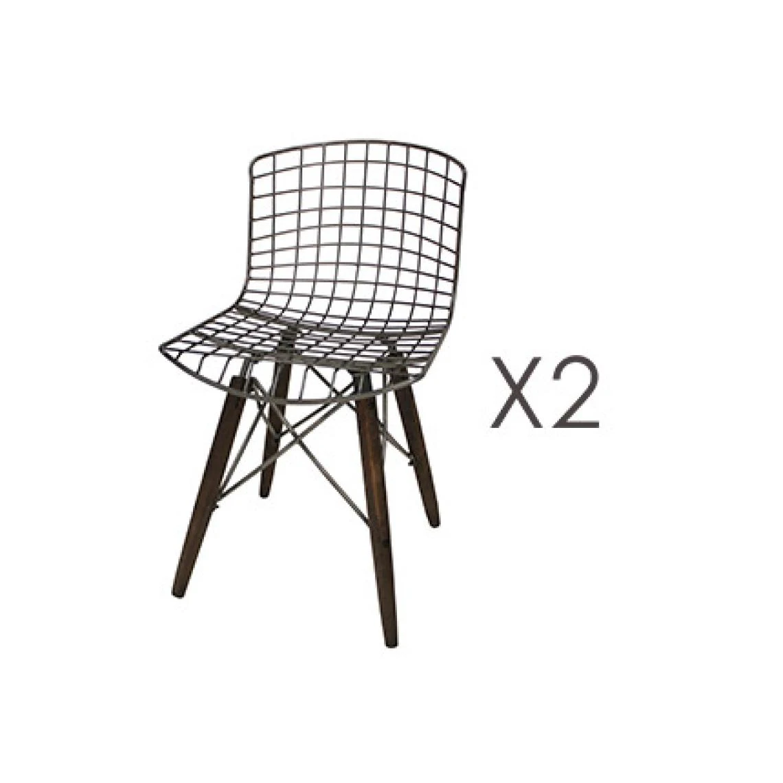 MES Lot De 2 Chaises Industrielles En Métal Et Pieds En Pin 1 MES Lot De 2 Chaises Industrielles En Métal Et Pieds En Pin