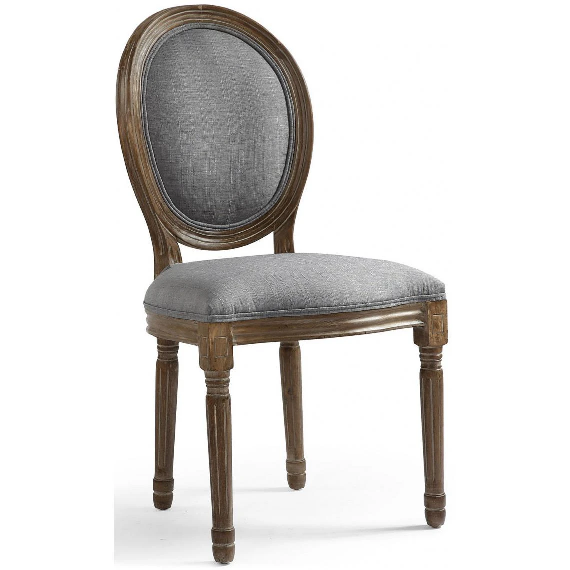 3S. X Home Lot De 2 Chaises Médaillon Tissu Marron Et Gris VERSAILLES 2 3S. X Home Lot De 2 Chaises Médaillon Tissu Marron Et Gris VERSAILLES – Image 2